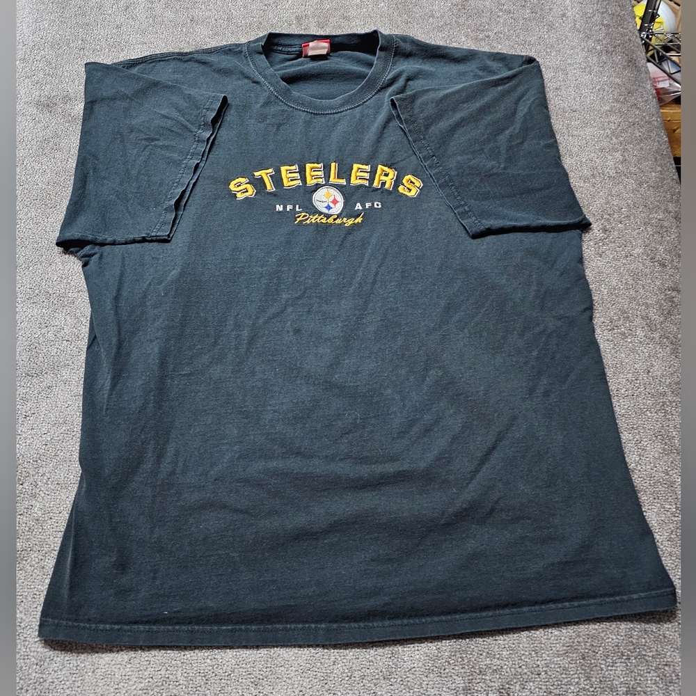 NFL Steelers Top Men Size 3XL Black Short Sleeve T-Shirt Football 100%Cotton